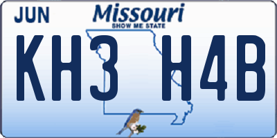 MO license plate KH3H4B
