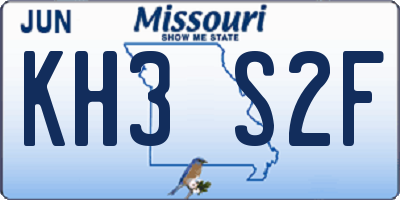 MO license plate KH3S2F