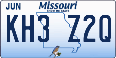 MO license plate KH3Z2Q