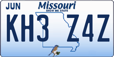 MO license plate KH3Z4Z