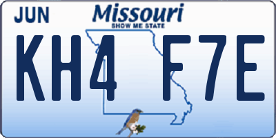 MO license plate KH4F7E