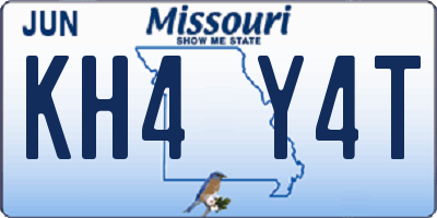 MO license plate KH4Y4T