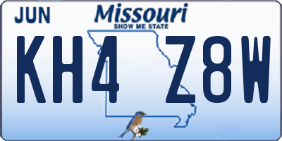 MO license plate KH4Z8W