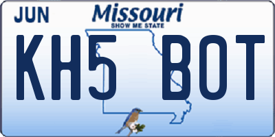MO license plate KH5B0T