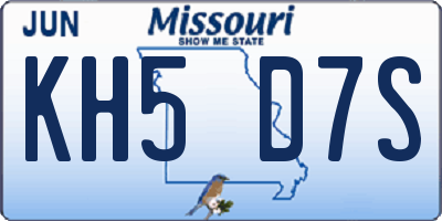 MO license plate KH5D7S