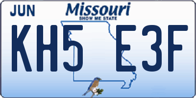 MO license plate KH5E3F