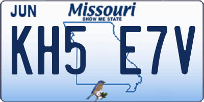 MO license plate KH5E7V