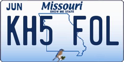 MO license plate KH5F0L