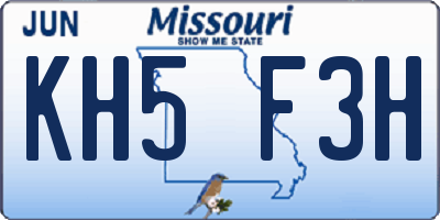 MO license plate KH5F3H