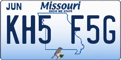 MO license plate KH5F5G