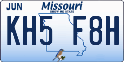 MO license plate KH5F8H