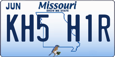 MO license plate KH5H1R