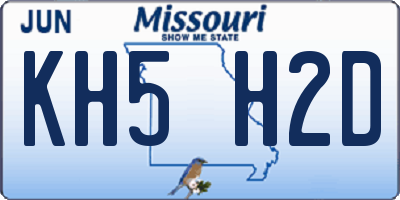 MO license plate KH5H2D
