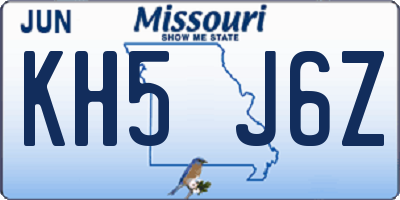 MO license plate KH5J6Z