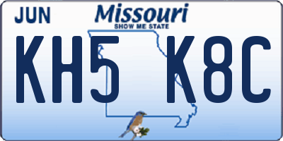 MO license plate KH5K8C
