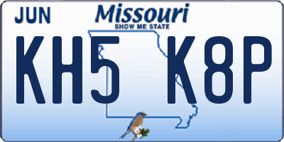 MO license plate KH5K8P