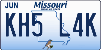 MO license plate KH5L4K