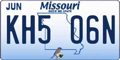 MO license plate KH5O6N