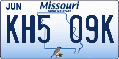 MO license plate KH5O9K