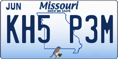 MO license plate KH5P3M