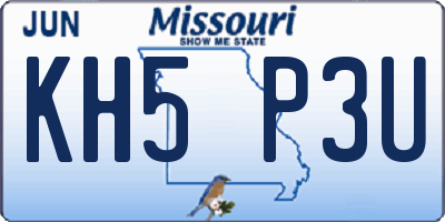 MO license plate KH5P3U