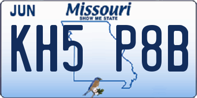 MO license plate KH5P8B