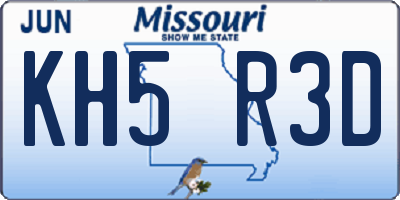 MO license plate KH5R3D
