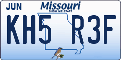 MO license plate KH5R3F