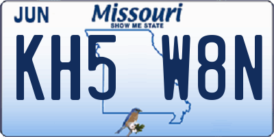 MO license plate KH5W8N