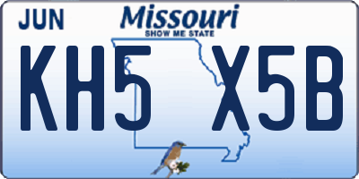 MO license plate KH5X5B