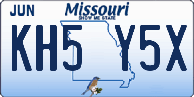 MO license plate KH5Y5X
