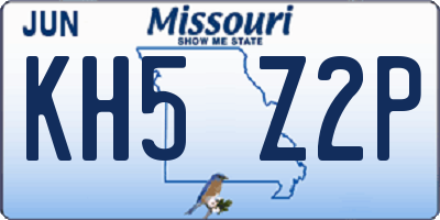 MO license plate KH5Z2P