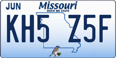 MO license plate KH5Z5F