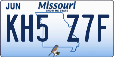 MO license plate KH5Z7F