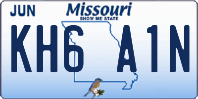 MO license plate KH6A1N