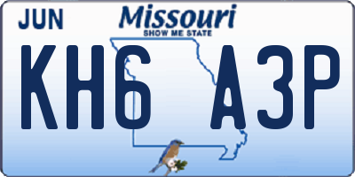 MO license plate KH6A3P