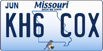 MO license plate KH6C0X