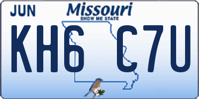 MO license plate KH6C7U