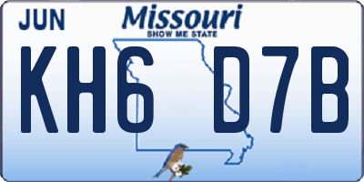 MO license plate KH6D7B