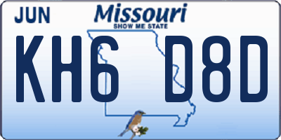 MO license plate KH6D8D
