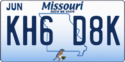 MO license plate KH6D8K