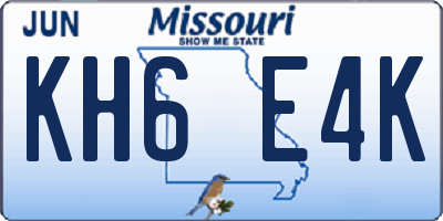 MO license plate KH6E4K