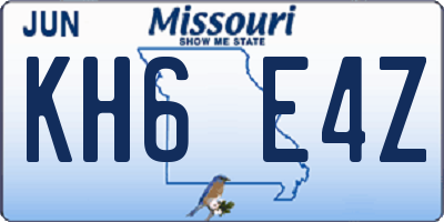 MO license plate KH6E4Z