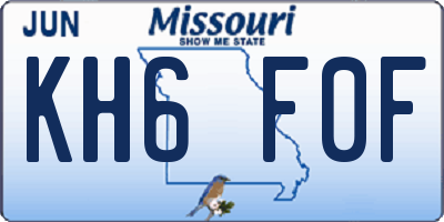 MO license plate KH6F0F