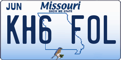 MO license plate KH6F0L