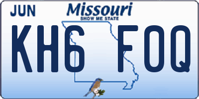 MO license plate KH6F0Q