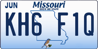 MO license plate KH6F1Q