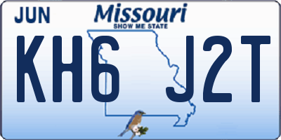 MO license plate KH6J2T