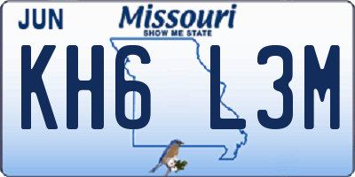 MO license plate KH6L3M