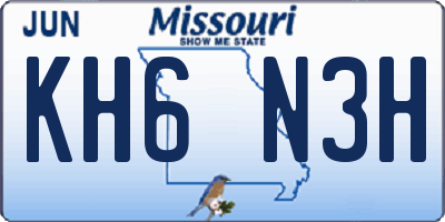 MO license plate KH6N3H